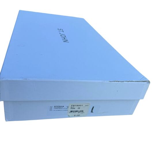 St. John F615001 US 8 / EU 38 Leather Snake Print Knee High Wedge Boots NWT - Picture 16 of 16